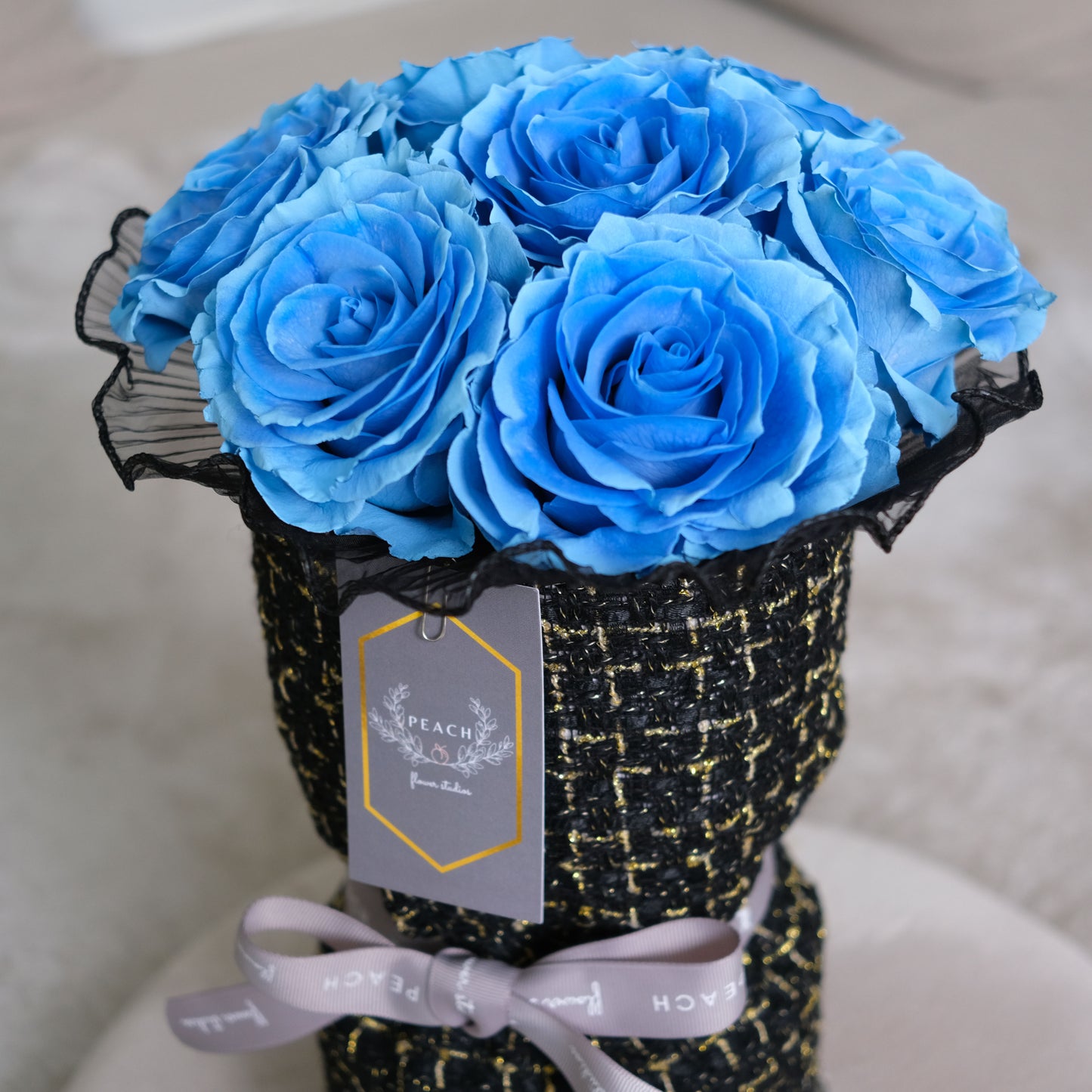 Blue Rose Round Bouquet