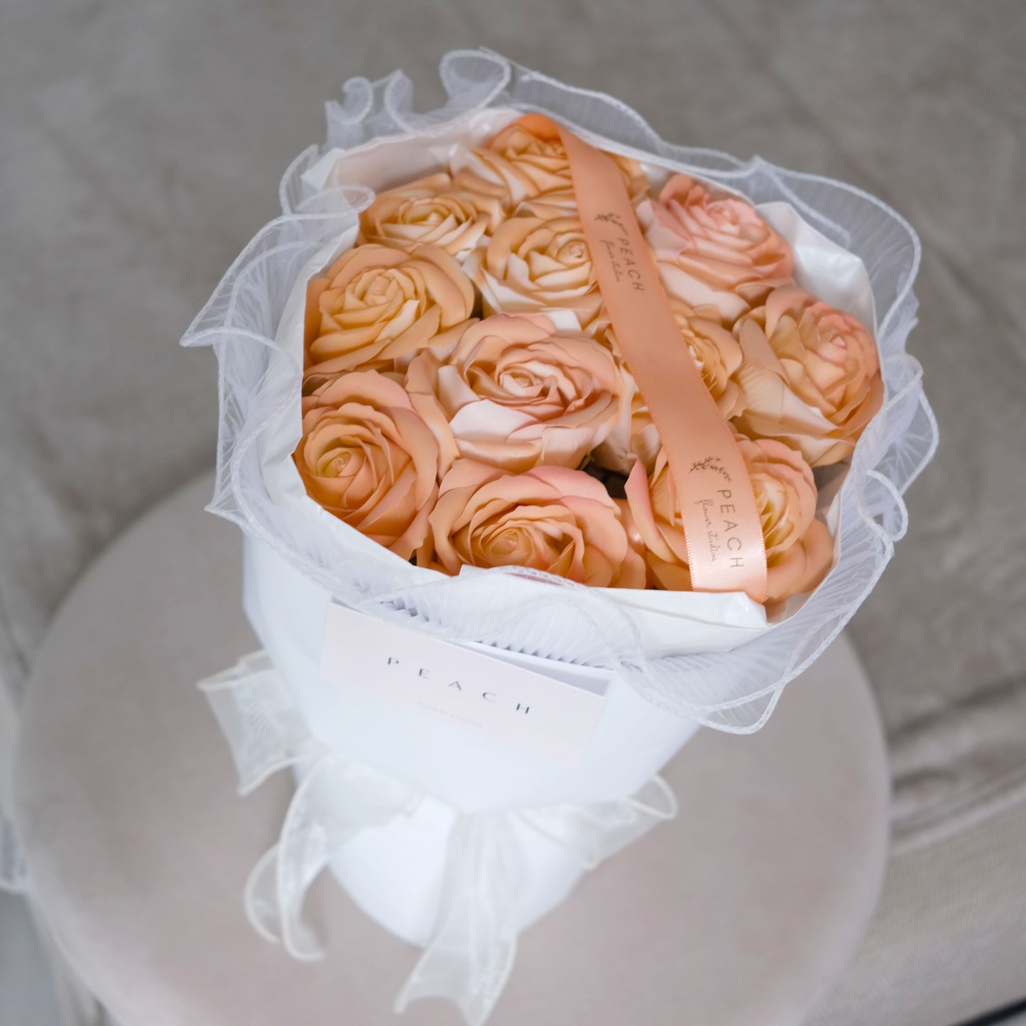 Peach Rose Round Bouquet