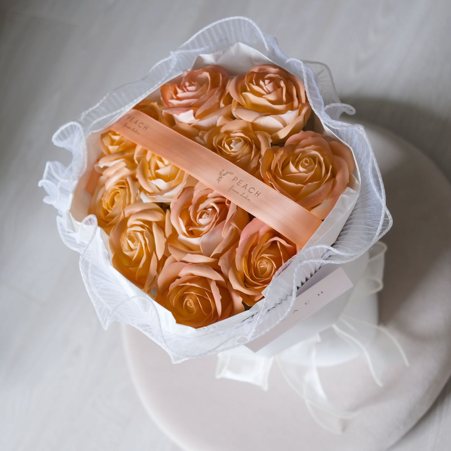 Peach Rose Round Bouquet